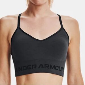 Under Armour UA Seamless Low Long Heather Sports Bra Pitch GrayBlack S NWT in pk